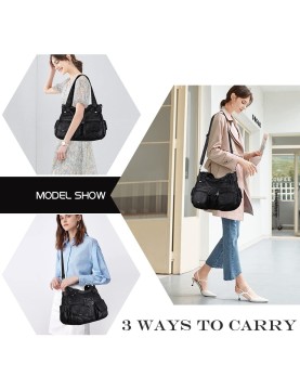 Black punk style double zipper pocket women's bag