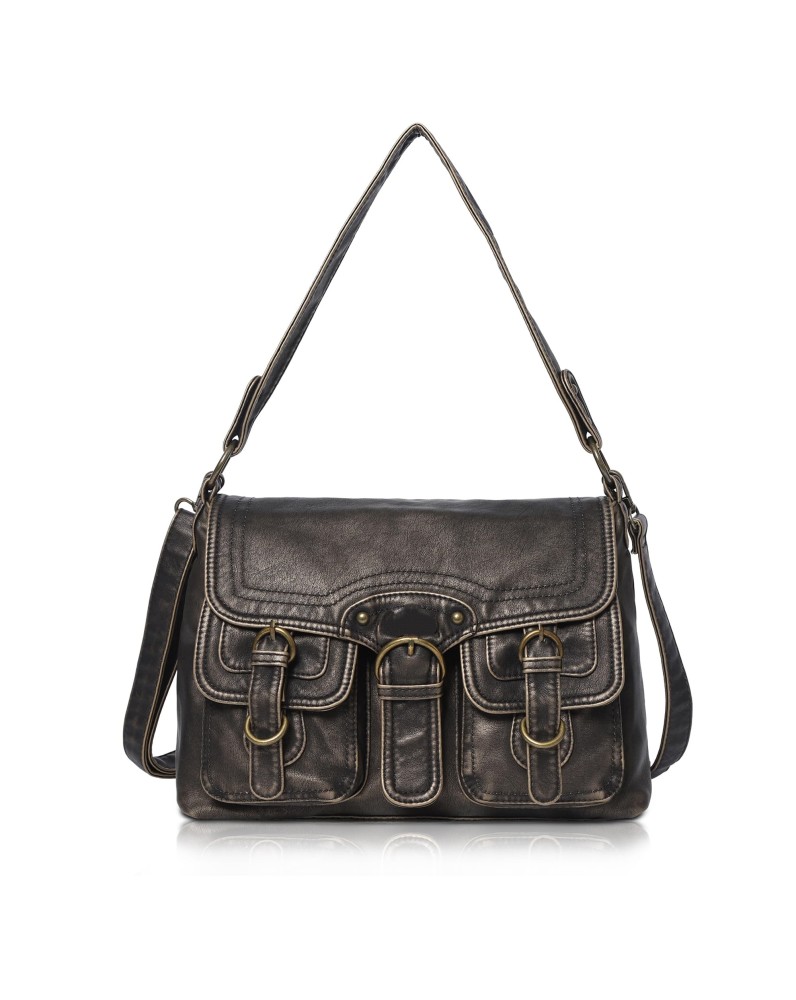 Retro messenger style multi-pocket women's bag
