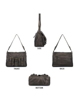 Retro messenger style multi-pocket women's bag