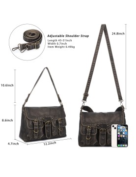 Retro messenger style multi-pocket women's bag