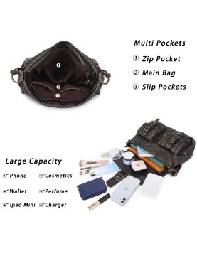 Retro messenger style multi-pocket women's bag