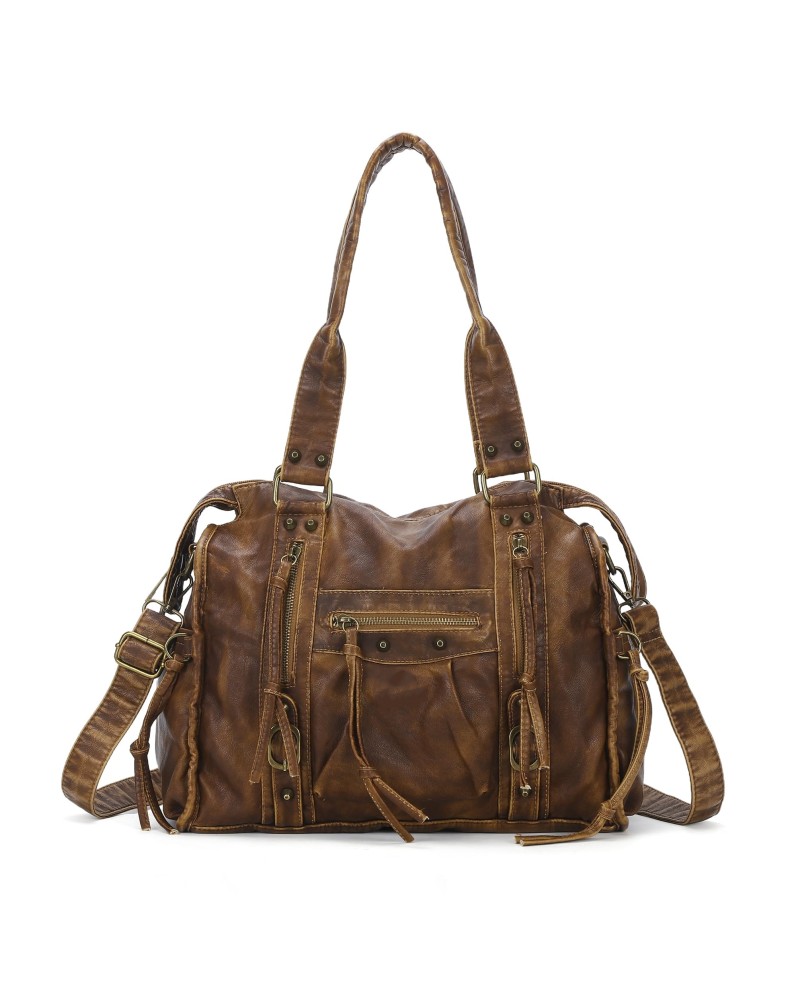 Retro distressed cowhide women's bag