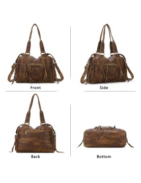 Retro distressed cowhide women's bag