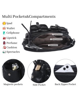 Retro double-pocket motorcycle style women's bag