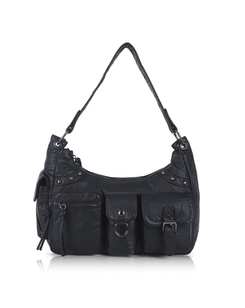 Retro multi-pocket motorcycle style women's bag