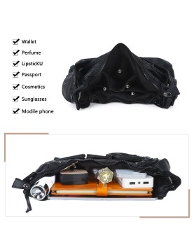 Retro multi-pocket motorcycle style women's bag