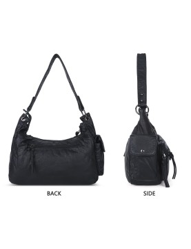 Retro multi-pocket motorcycle style women's bag
