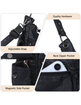 Retro multi-pocket motorcycle style women's bag