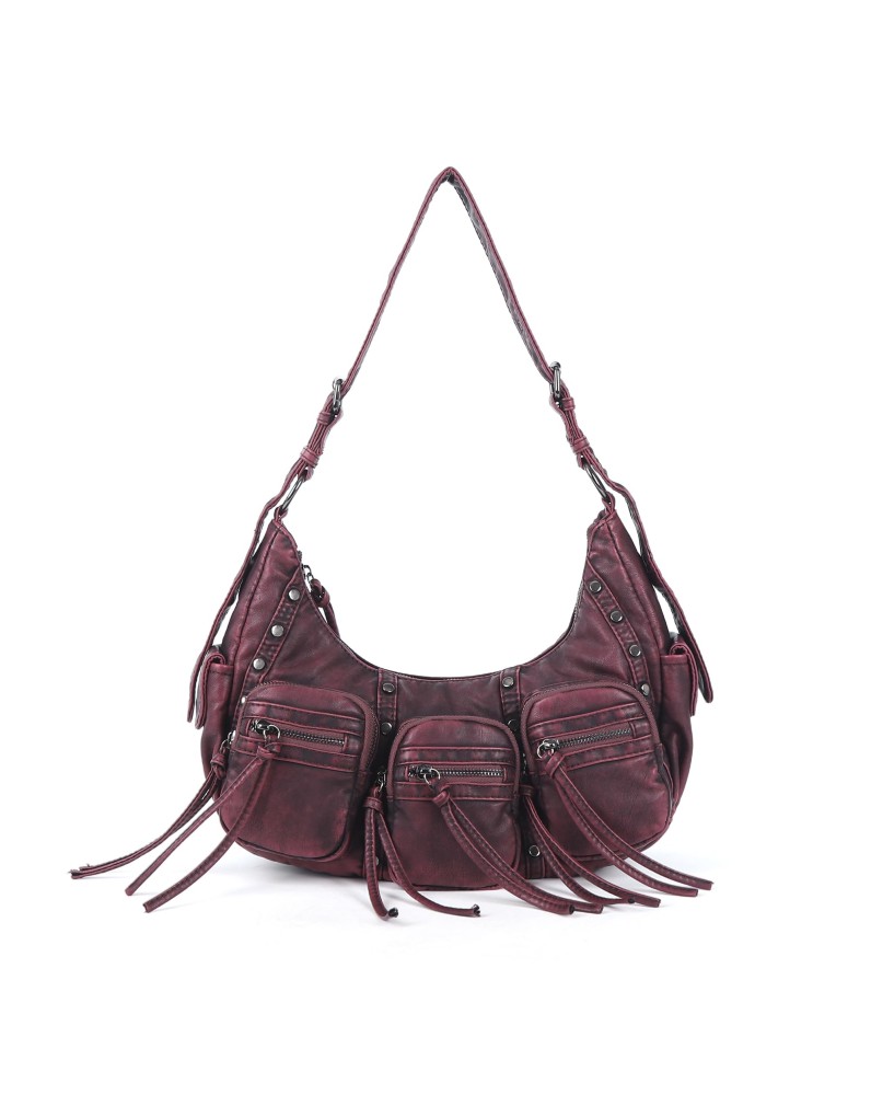 Vintage distressed tassel underarm bag