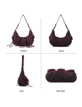 Vintage distressed tassel underarm bag