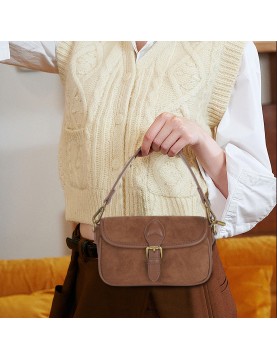 Vintage suede underarm baguette bag