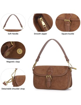 Vintage suede underarm baguette bag