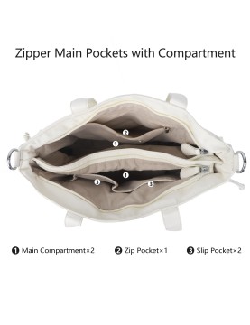 Simple double pocket white tote