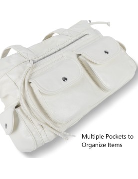 Simple double pocket white tote