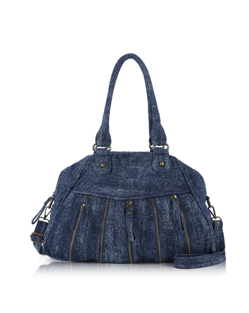 Denim pleated handbag crossbody bag