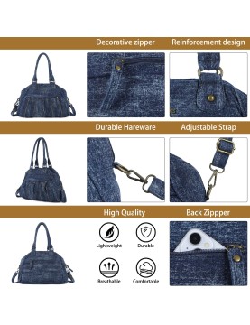 Denim pleated handbag crossbody bag