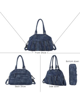 Denim pleated handbag crossbody bag