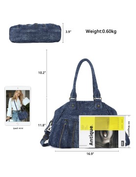 Denim pleated handbag crossbody bag