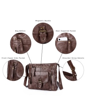 Vintage distressed shoulder crossbody bag