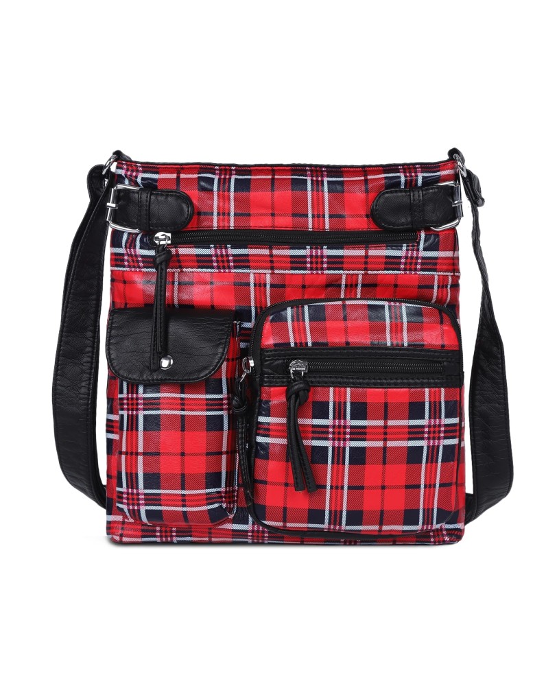 British plaid contrast color crossbody bag