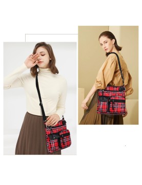 British plaid contrast color crossbody bag