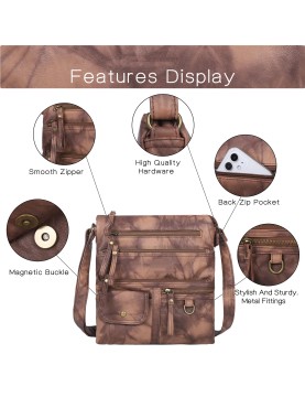 Vintage distressed multi-zip crossbody bag