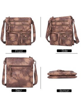 Vintage distressed multi-zip crossbody bag