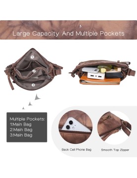 Vintage distressed multi-zip crossbody bag