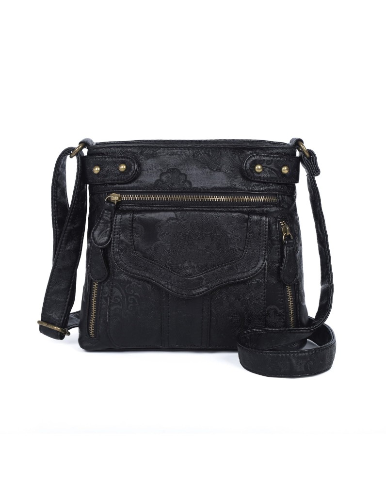 Vintage embossed shoulder crossbody bag