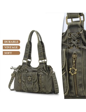 Vintage distressed motorcycle style handbag